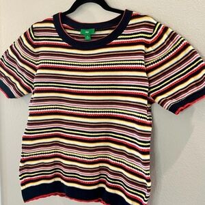 Dip Colorful Striped Short Sleeve VintageSweater XL